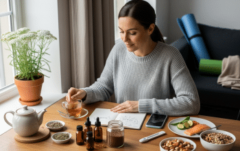 Nő készít cickafarkteát, táplálkozás és ovuláció támogatása